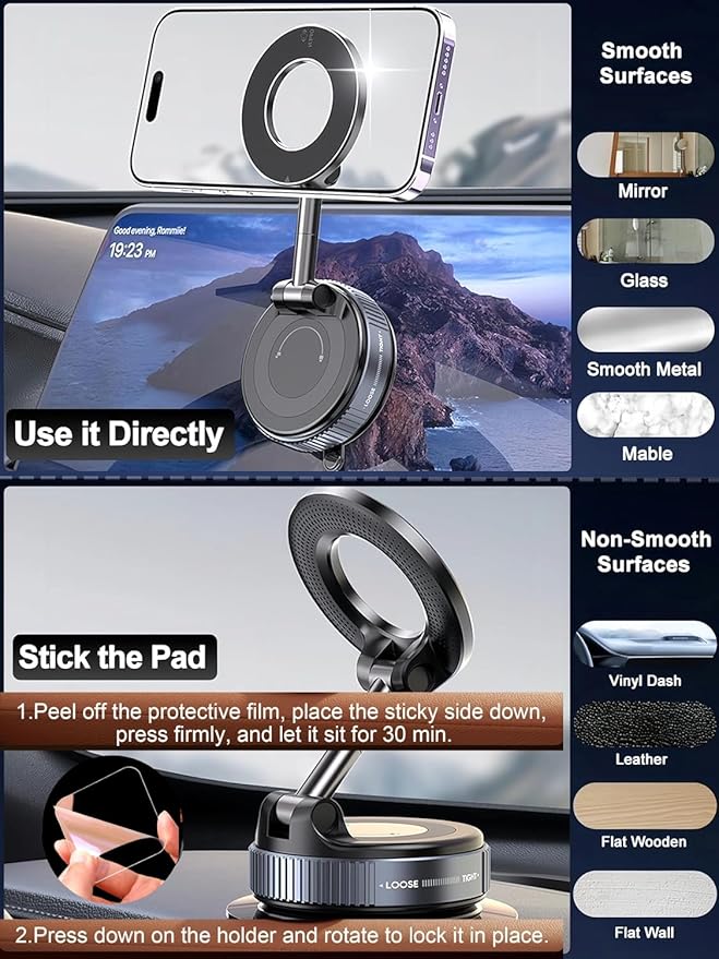 K007 Vacuum Magnetic Phone Holder β For Car & Office
