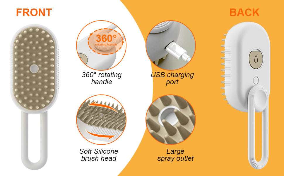 3 in 1 Pet hair steam grooming brush for dogs and cat