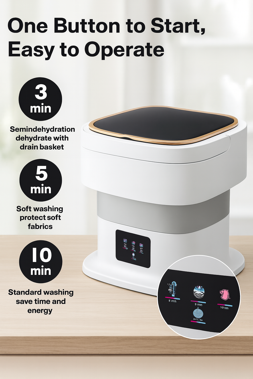 Taptakhub Semi automatic Portable Mini Washing Machine With Dryer