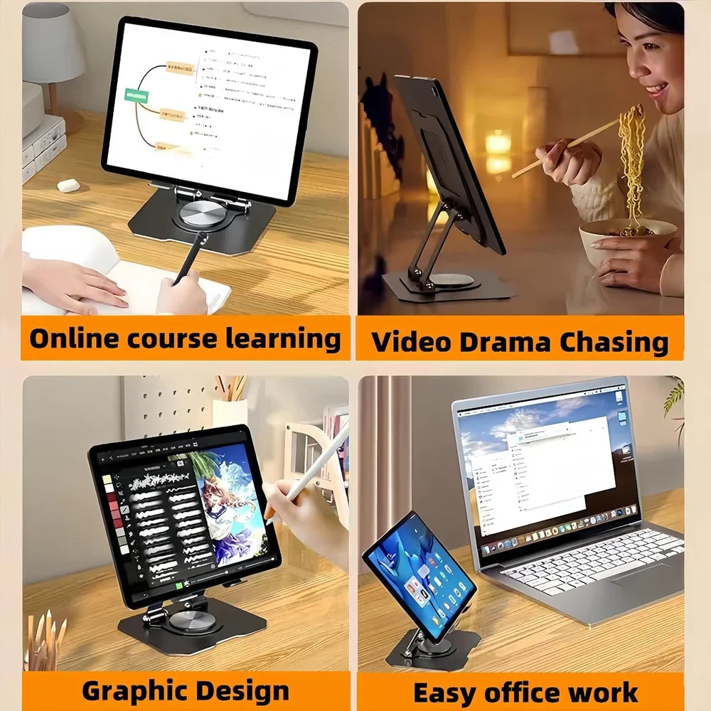 Adjustable Laptop Stand with 360° Rotating Base Tabletop Stand Foldable Portable Stand Holder Compatible for Notebook Ipad, laptop