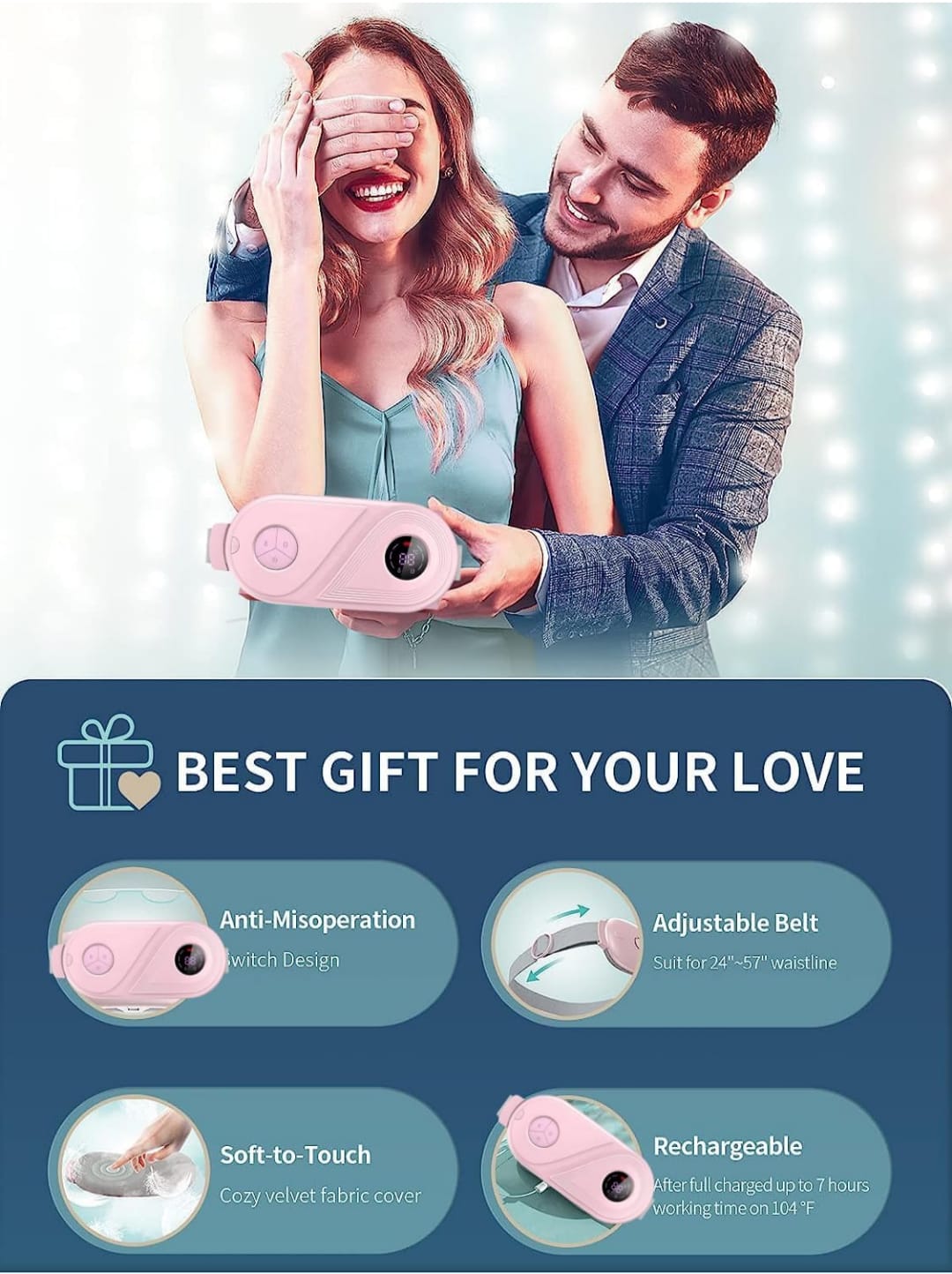 Menstrual Heating Pad Massager | Period Pain Relief Device | Portable Cordless Period Pain Relief | Backpain & Stomach Pain Relief Massager | Period Pain Relief Belt | Menstrual Heating Pad for Girls Cramps