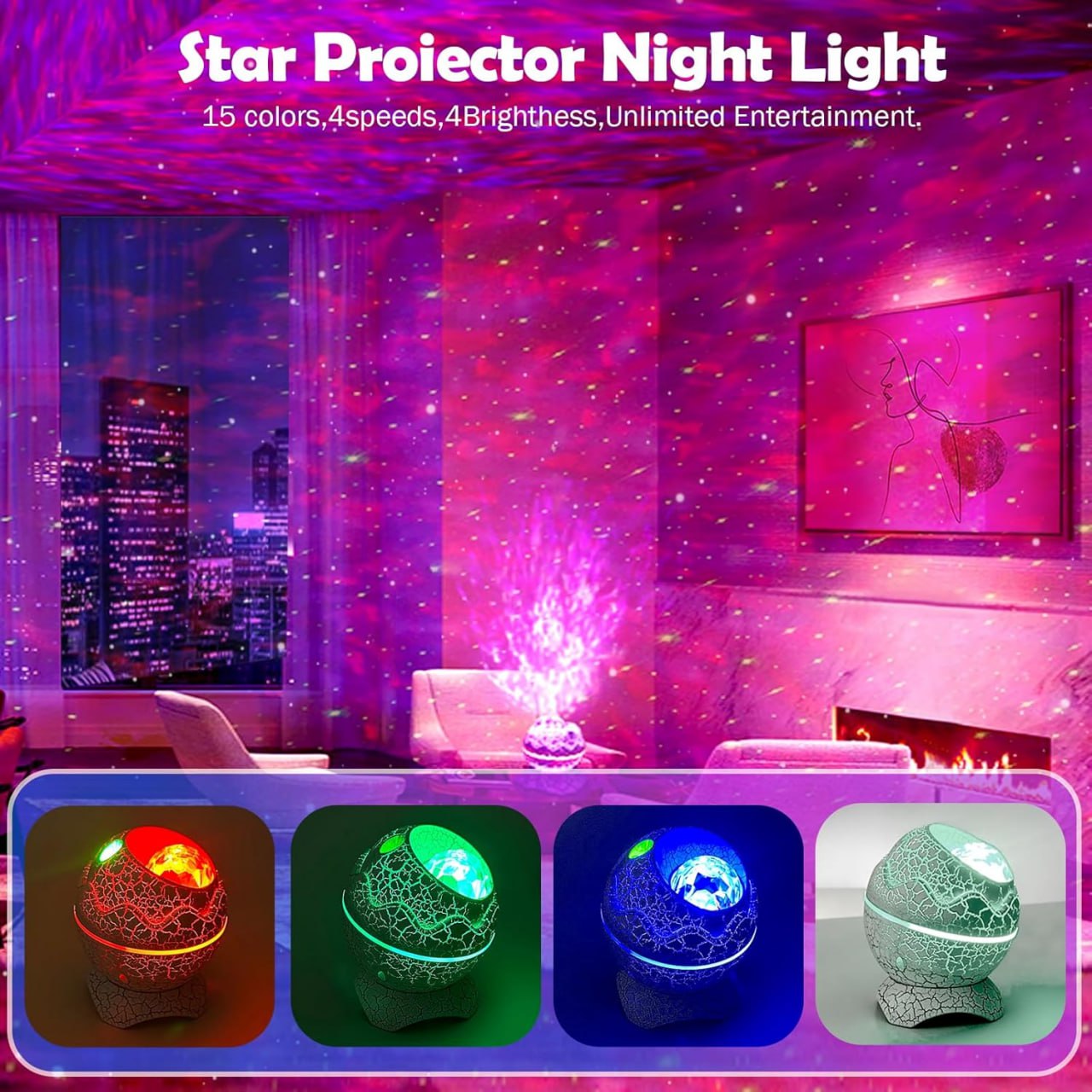 Galaxy Projector Light for Bedroom Star Projector Dinosaur Egg Night Lights for Kids Room with White Noise Bluetooth Speaker Timer and Remote Room Decor Gifts for Girls Boys Birthday.