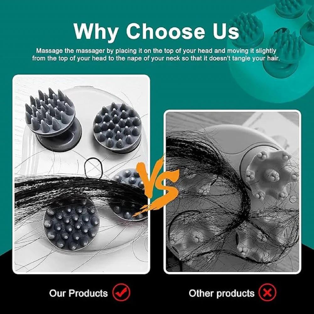 Electric Head,Scalp Massager | Advance Red Light Therapy for Boost Hair Growth, Hair Fall Control, Scalp Therapy | 3 Speed Mode Handheld,Portable,Scalp Scratcher Body Massage for Hair Growth,Deep Clean & Stress Relaxation