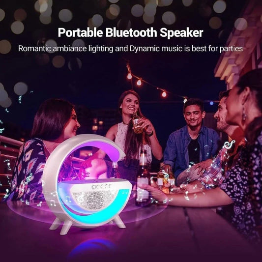 Wireless G Speaker with Wireless Charging, Desk Lamp Bedside Night Light, Smart Light, Sound Machine, and Bedroom Home Decor