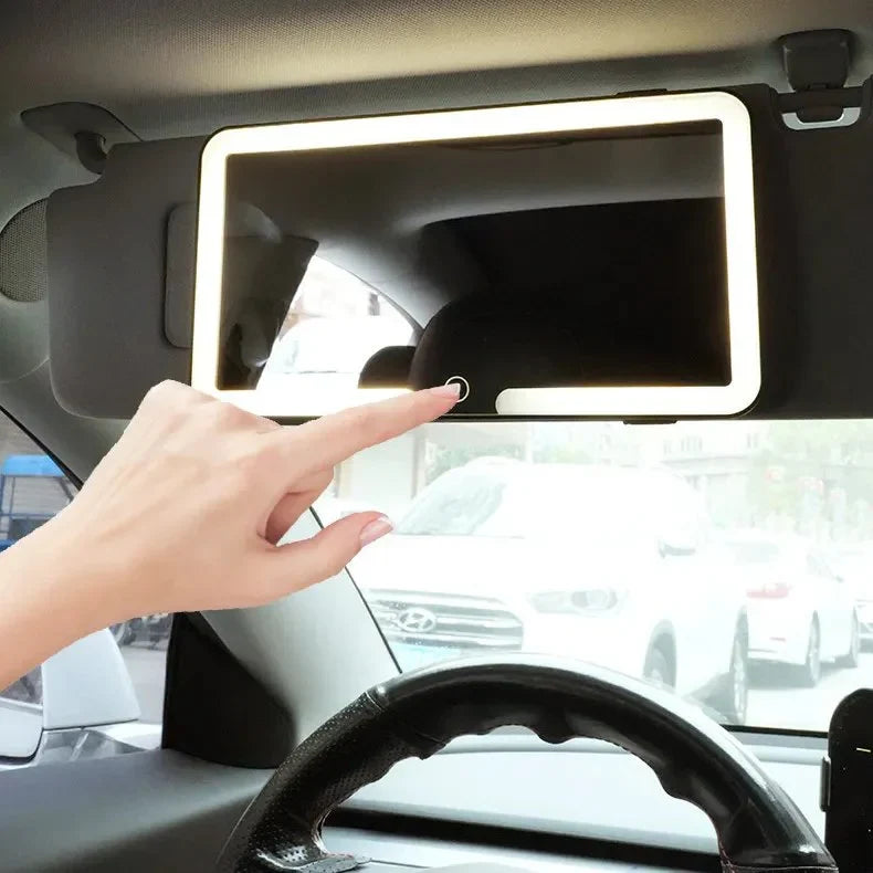 Upgrade Car Sun Visor Vanity Mirror,Big Led Car Mirror with 3 Light Modes & 80 LEDs,Rechargeable Car Makeup Mirror - Dimmable Touch Control,Car Light Up Mirror Universal for Car Truck SUV