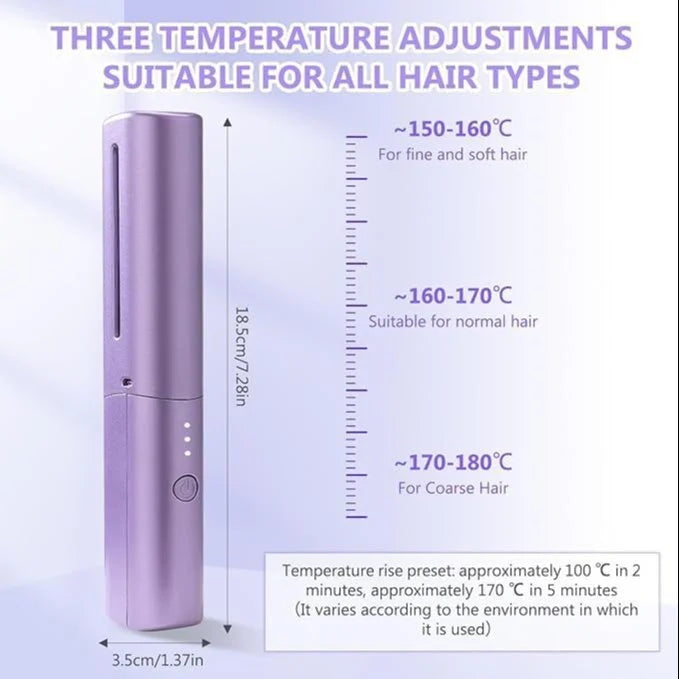 Rechargeable Mini Hair Straightener Comb Brush, Travel Portable USB Charging Cordless Hair Straightener Brush, Three Temperature Adjustments Flat Iron Comb