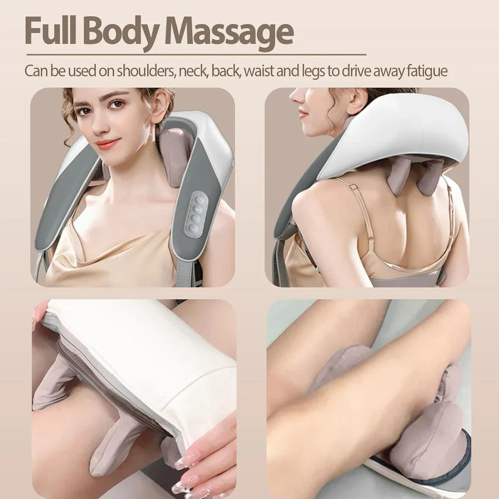 Neck and Back Massager, Neck Massager with Heating, Body Massager for Body Aches and Pains Relief, Electric Wearable 5D Cervical Neck Massage Machine for Deep Tissue Neck, Back, Shoulders, Waist and Legs