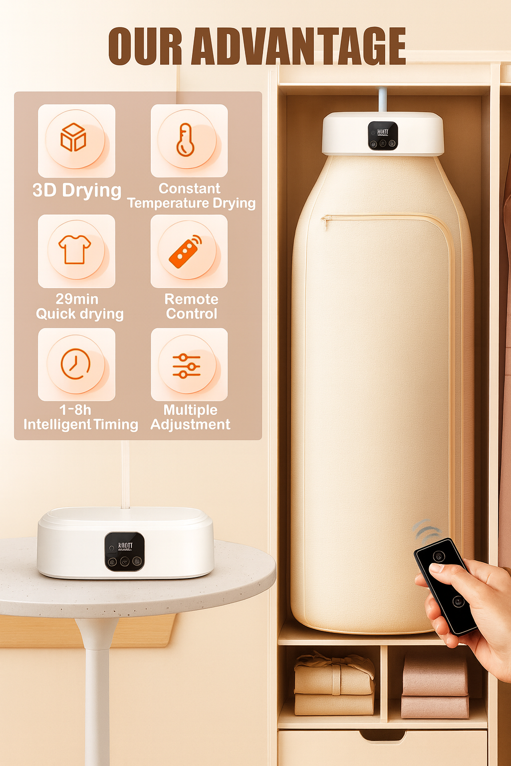 Taptakhub  Portable Cloth Dryer Machine for Home and Towel Rack - Automatic Cloth Wet Dryer