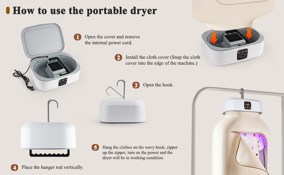 Taptakhub  Portable Cloth Dryer Machine for Home and Towel Rack - Automatic Cloth Wet Dryer