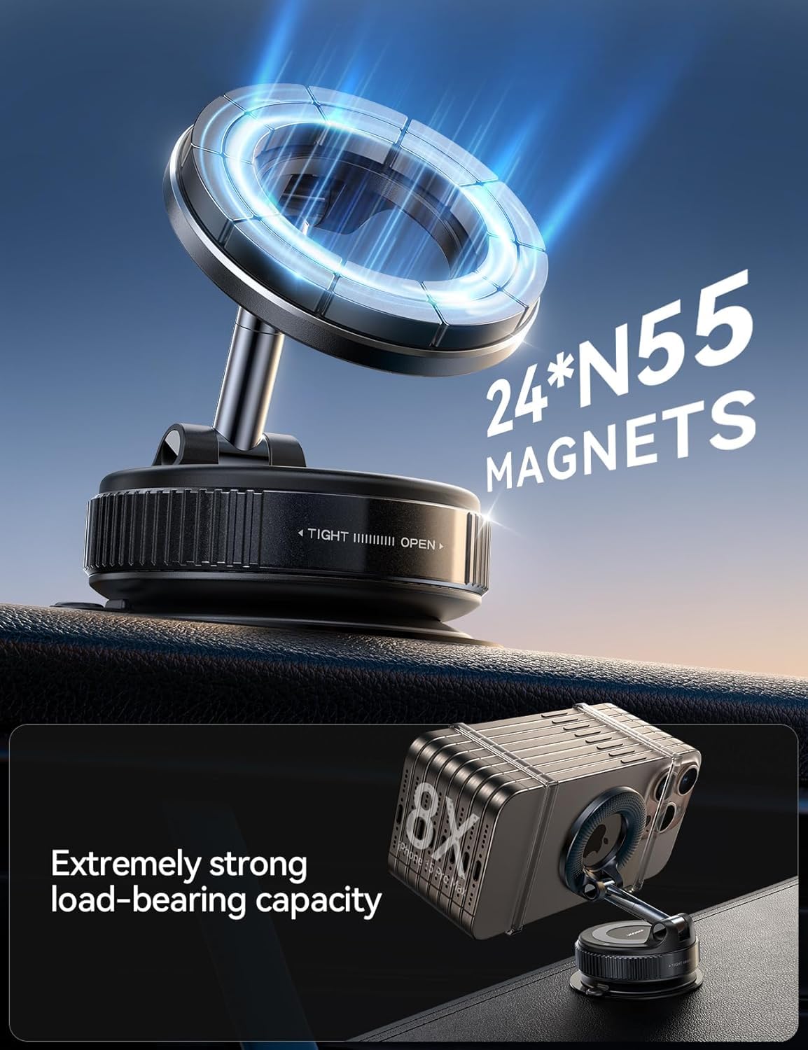 K007 Vacuum Magnetic Phone Holder – For Car & Office