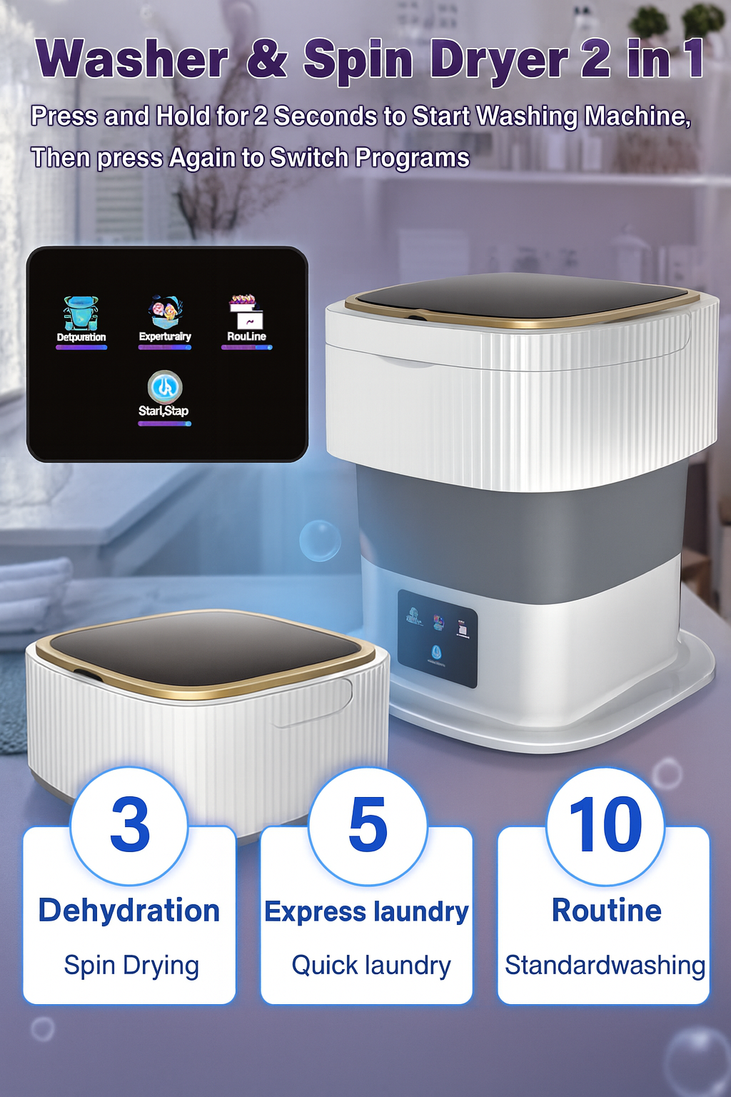 Taptakhub Semi automatic Portable Mini Washing Machine With Dryer