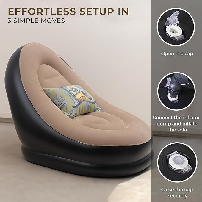 Inflatable Recliner Sofa for Ultimate Relaxation,Durable Material, Lightweight & Portable, Ideal for Home, Office, Multicolour