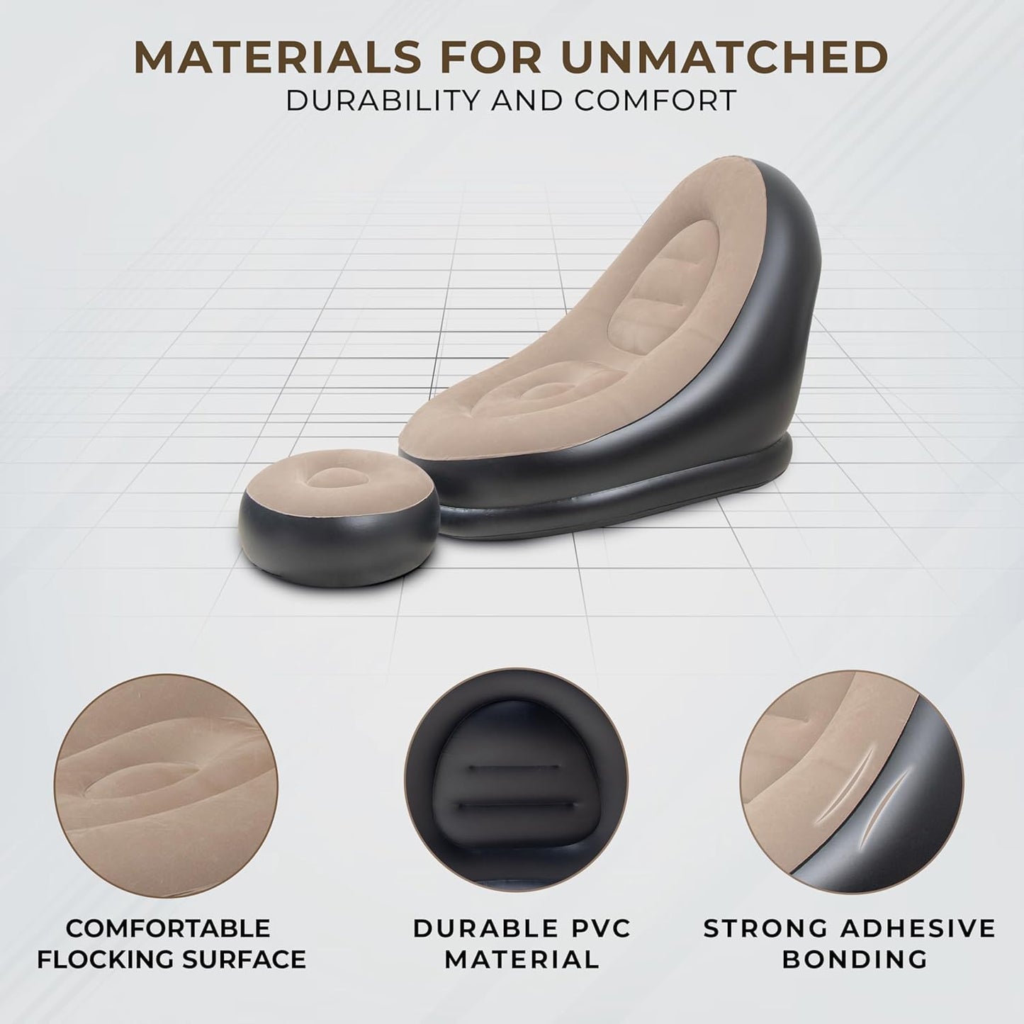 Inflatable Recliner Sofa for Ultimate Relaxation,Durable Material, Lightweight & Portable, Ideal for Home, Office, Multicolour