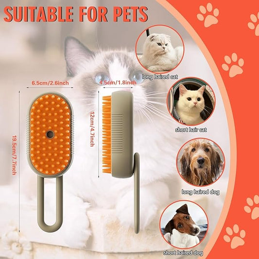3 in 1 Pet hair steam grooming brush for dogs and cat