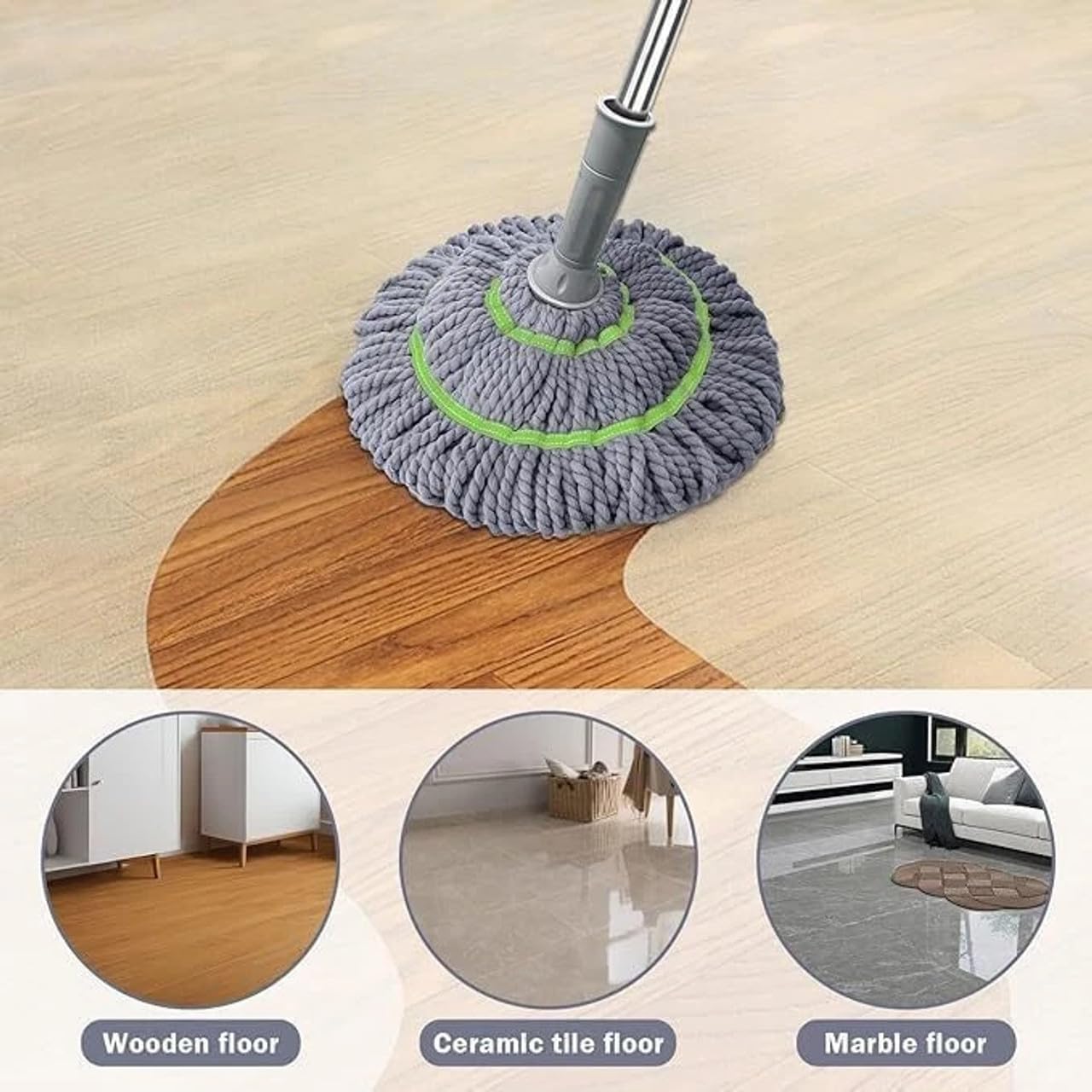 Microfibre Twist Mop, Self-Wringing Floor Cleaning Mop