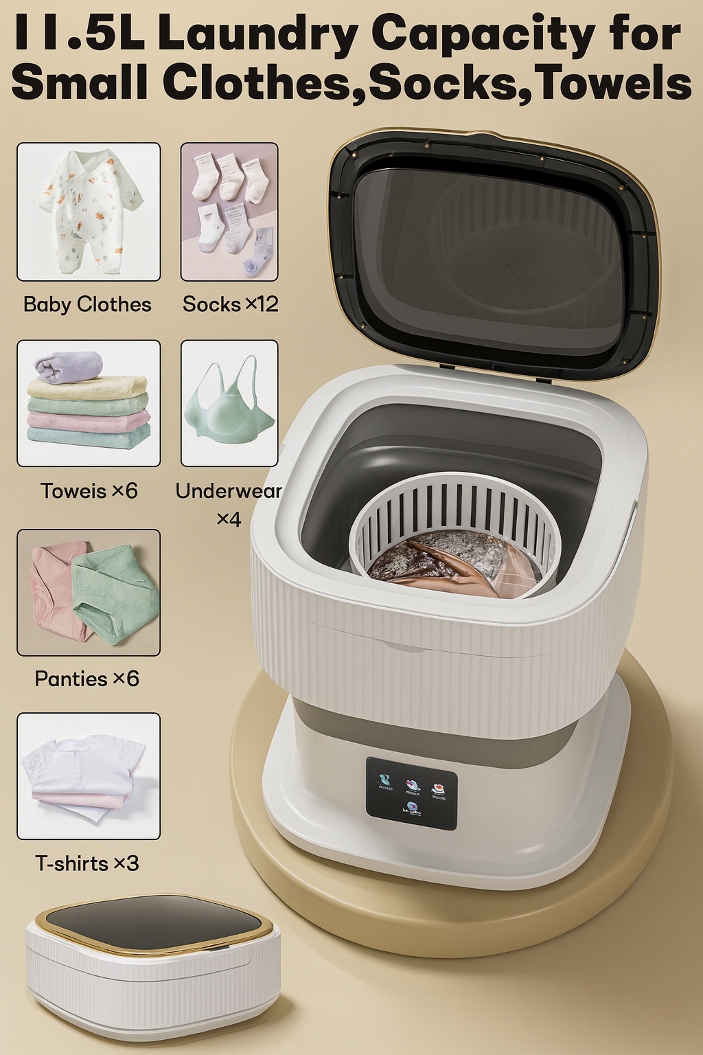 Taptakhub Semi automatic Portable Mini Washing Machine With Dryer