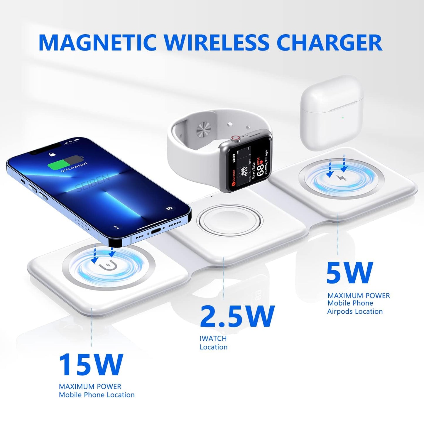 3 in 1 foldable wireless charger